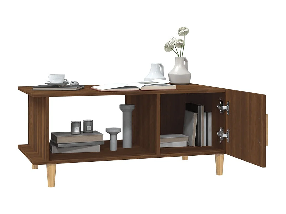 Mesa de centro madera contrachapada roble marrón 90x50x40 cm