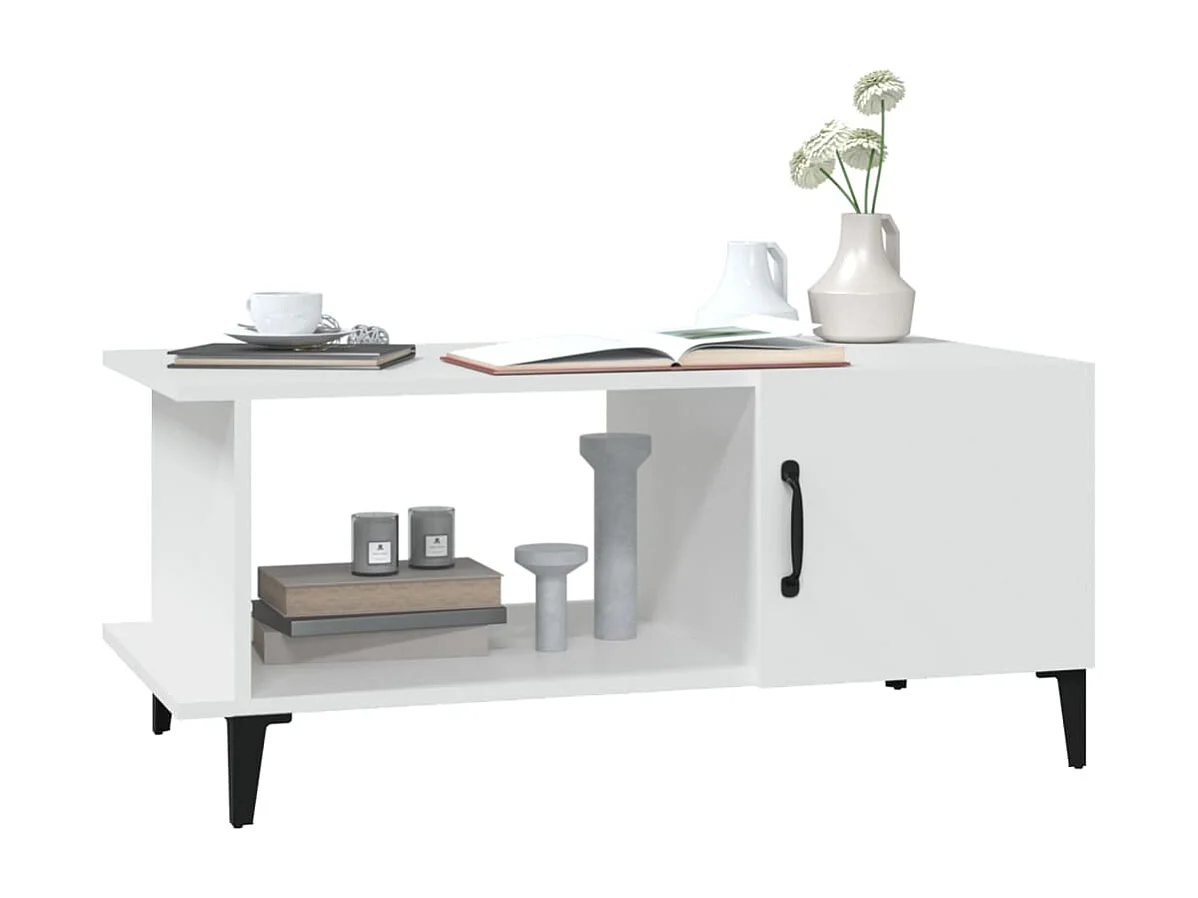 Table basse Blanc 90x50x40 cm Bois d'ingénierie