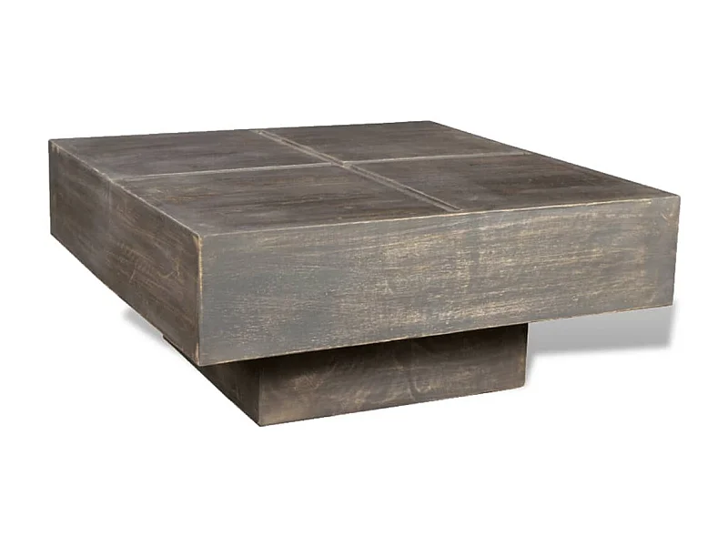 Mesa de centro cuadrada de madera maciza de mango marrón
