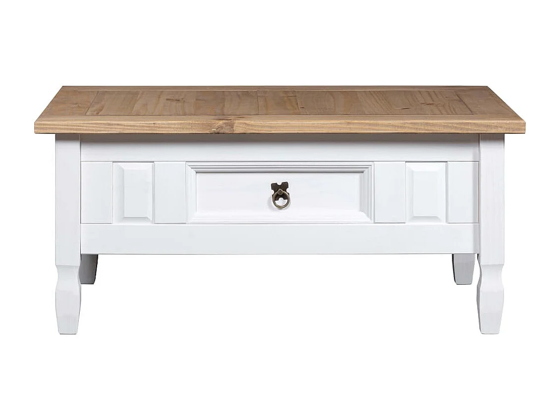 Table basse Pin mexicain Gamme Corona Blanc 100x60x45 cm