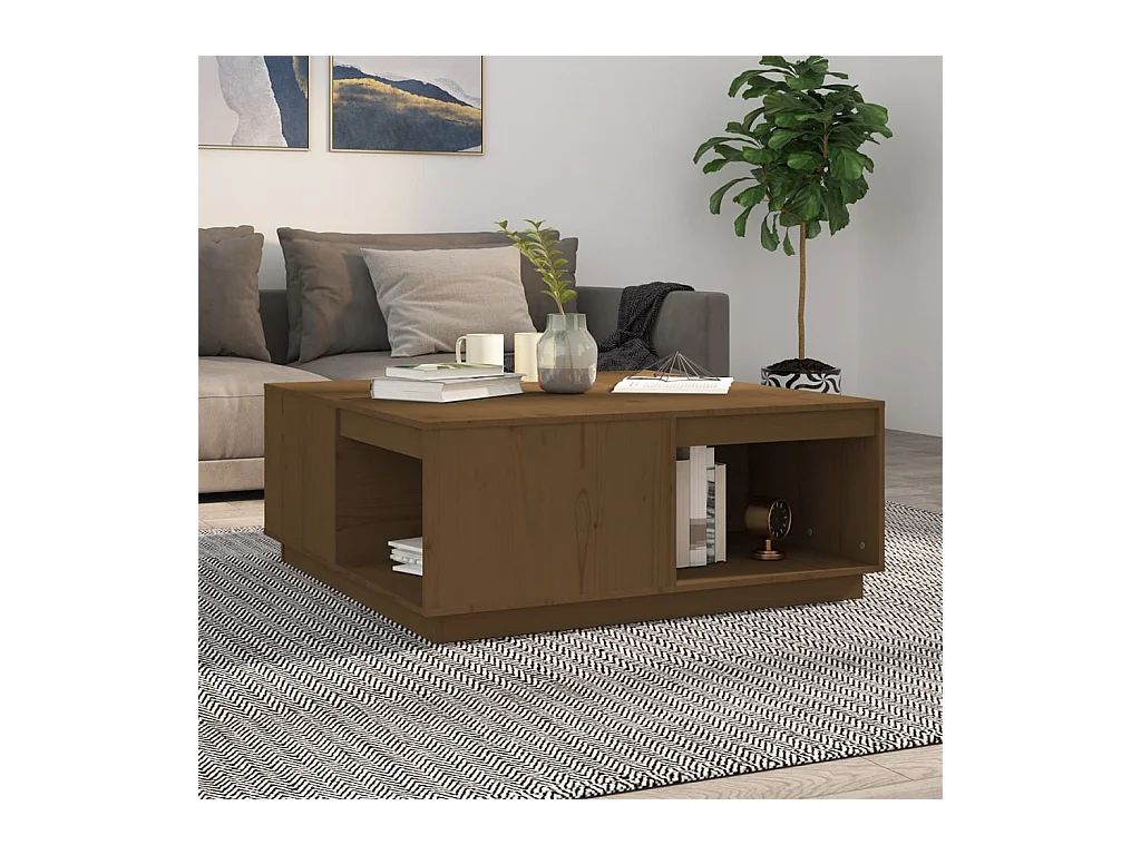Table basse Marron miel 100x101x40,5 cm Bois massif de pin