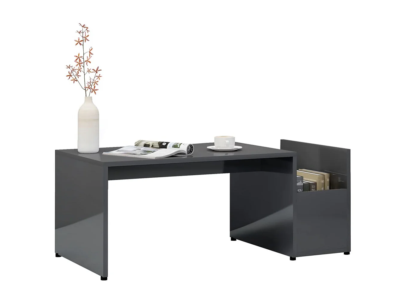 Table basse Gris brillant 90x45x35 cm Aggloméré