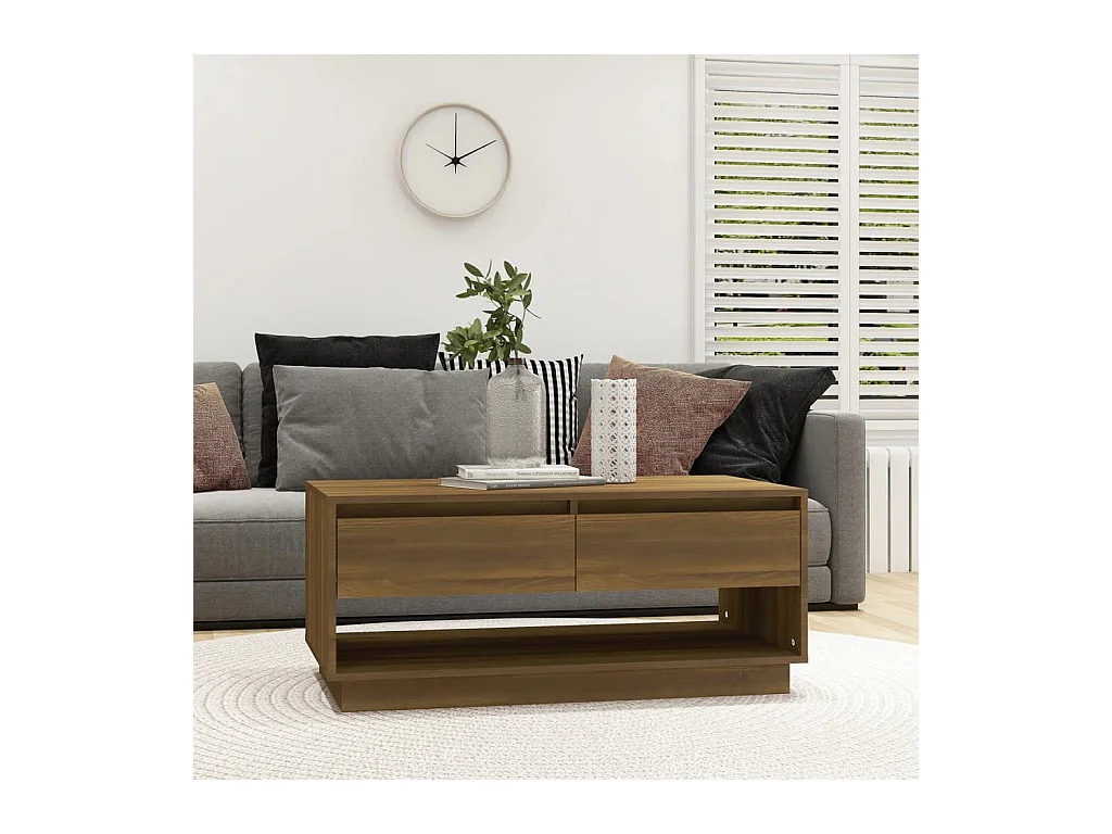 Table basse Chêne marron 102,5x55x44 cm Aggloméré