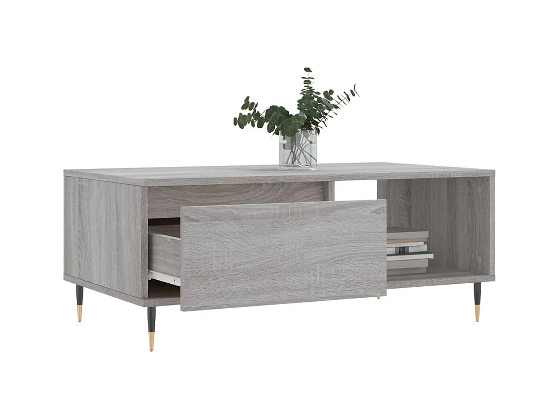 Table basse Sonoma gris 90x50x36,5 cm Bois d'ingénierie