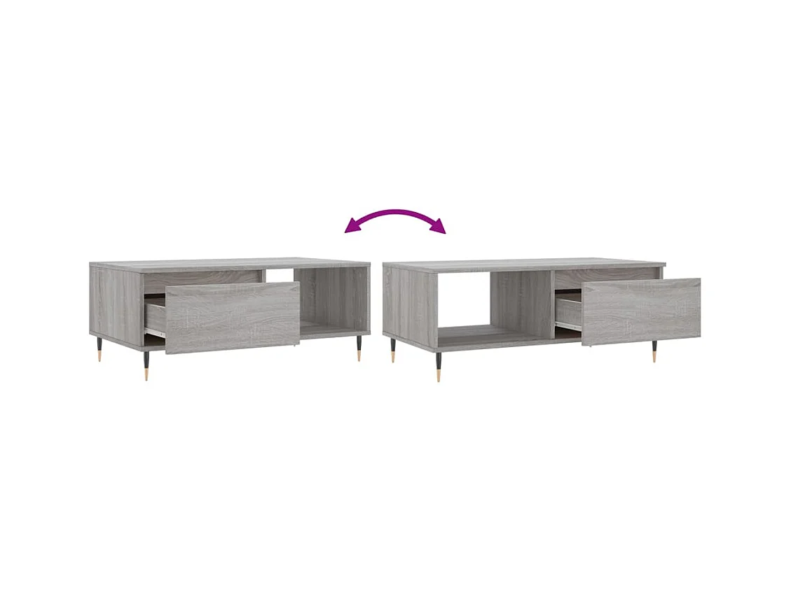 Table basse Sonoma gris 90x50x36,5 cm Bois d'ingénierie