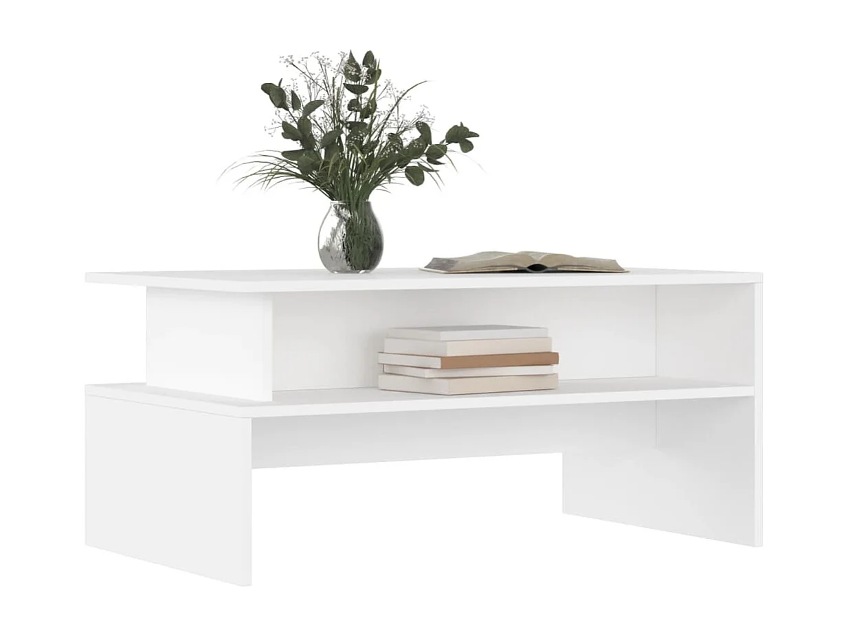 Table basse blanc 90x55x42,5 cm bois d'ingénierie