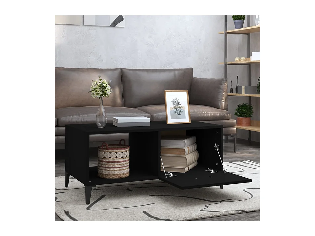 Table basse noir 90x50x40 cm bois d'ingénierie