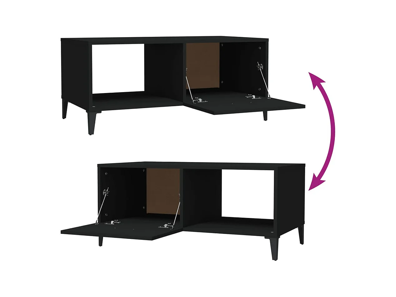 Table basse noir 90x50x40 cm bois d'ingénierie
