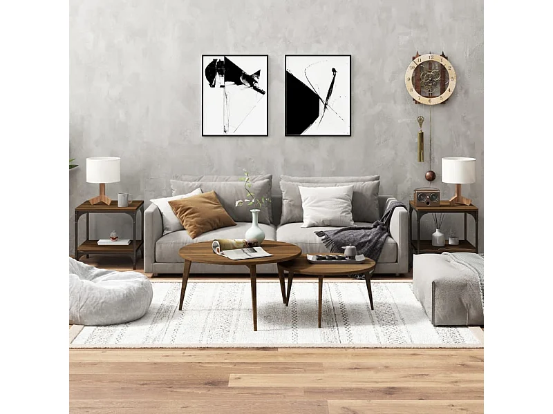 Bijzettafels 2 st 40x40x40 cm bewerkt hout bruineiken