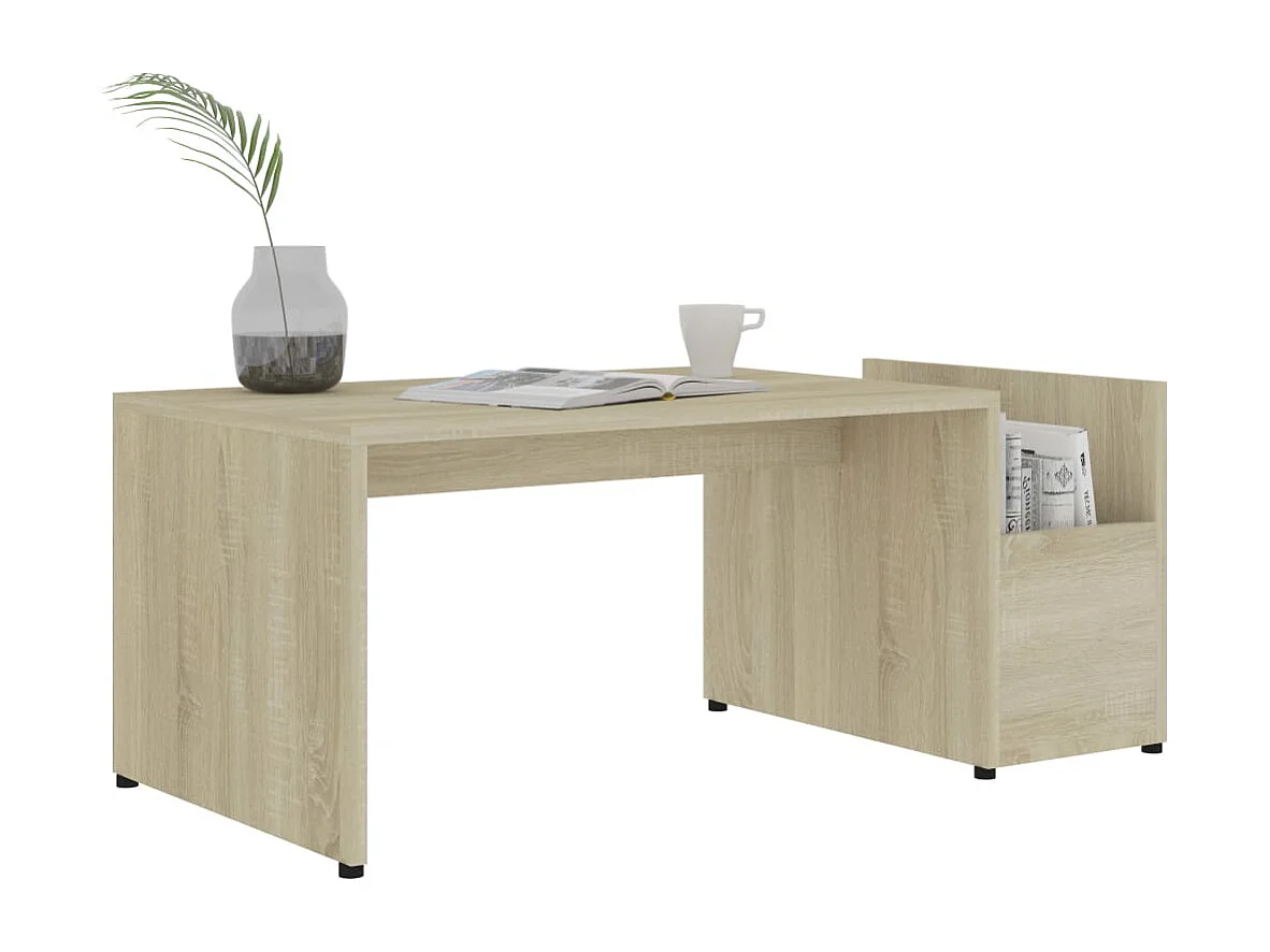 Mesa de centro madera contrachapada color roble 90x45x35 cm