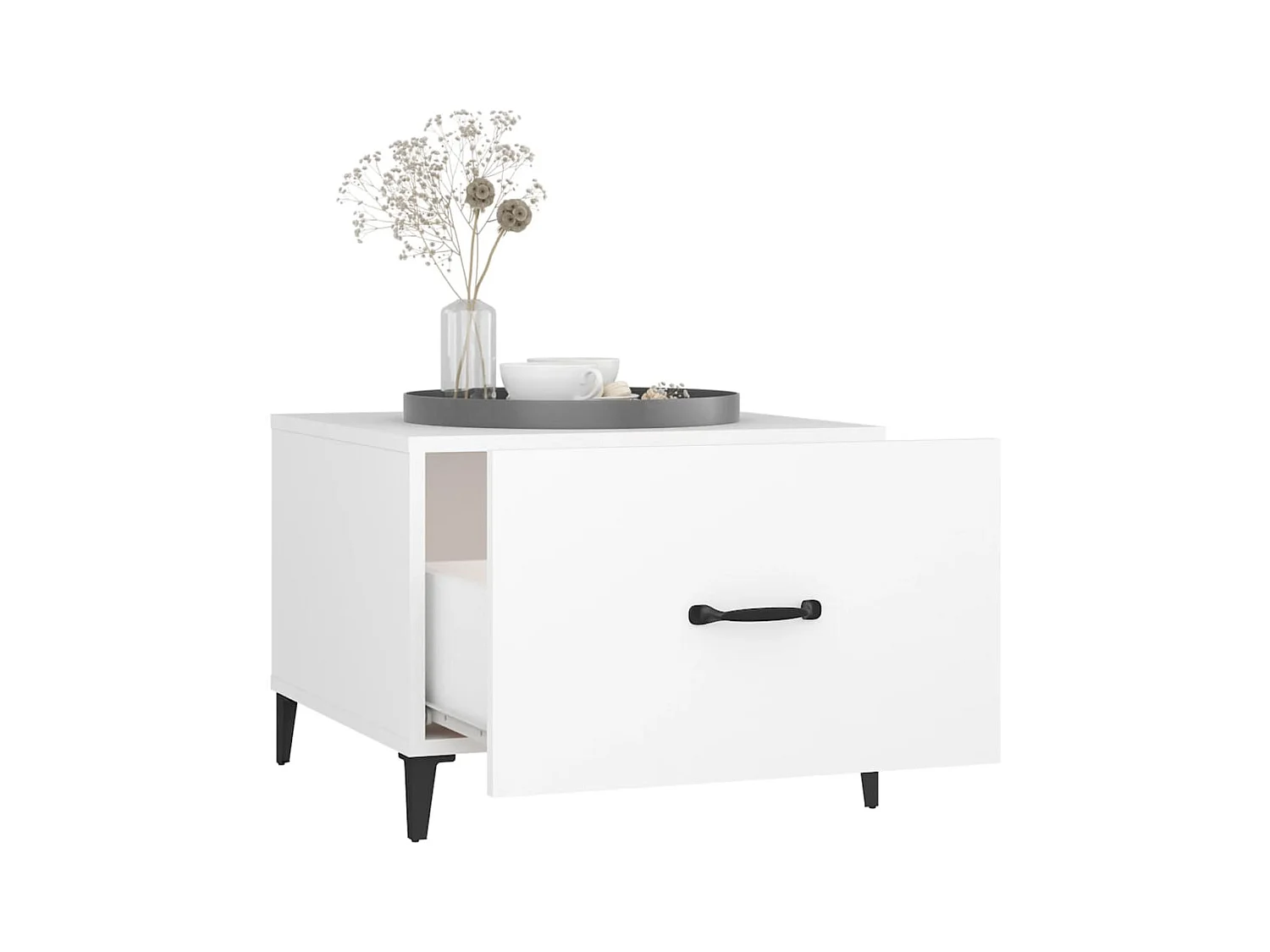 Salontafel met metalen poten 50x50x40 cm wit