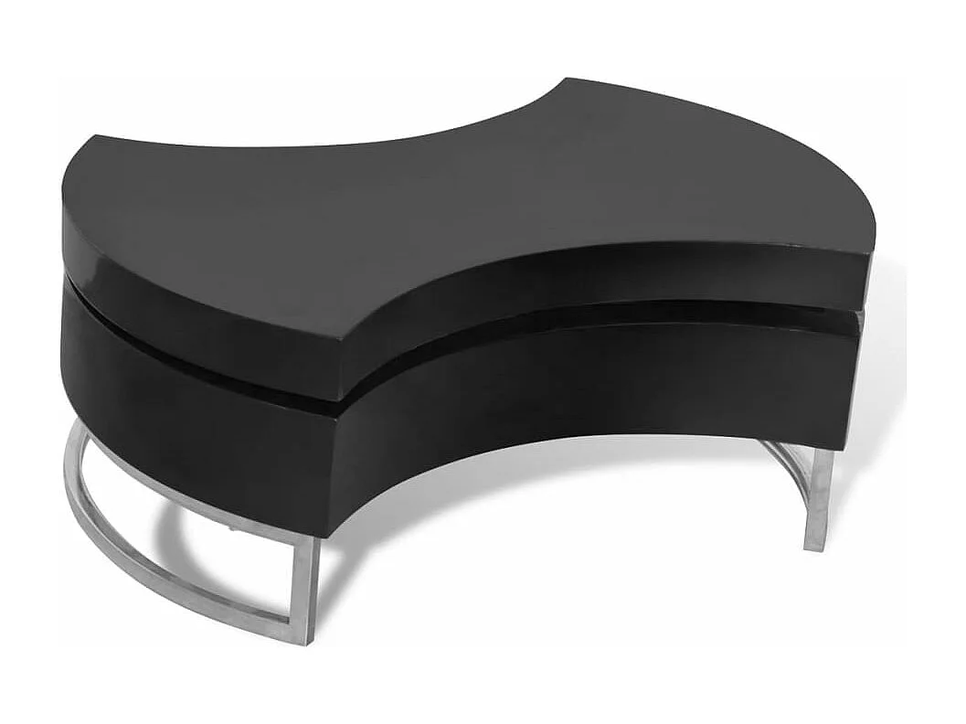 Table basse à forme réglable Haute brillance Noir