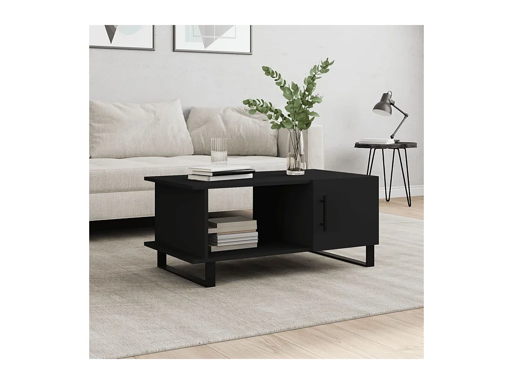 Table basse noir 90x50x40 cm bois d'ingénierie
