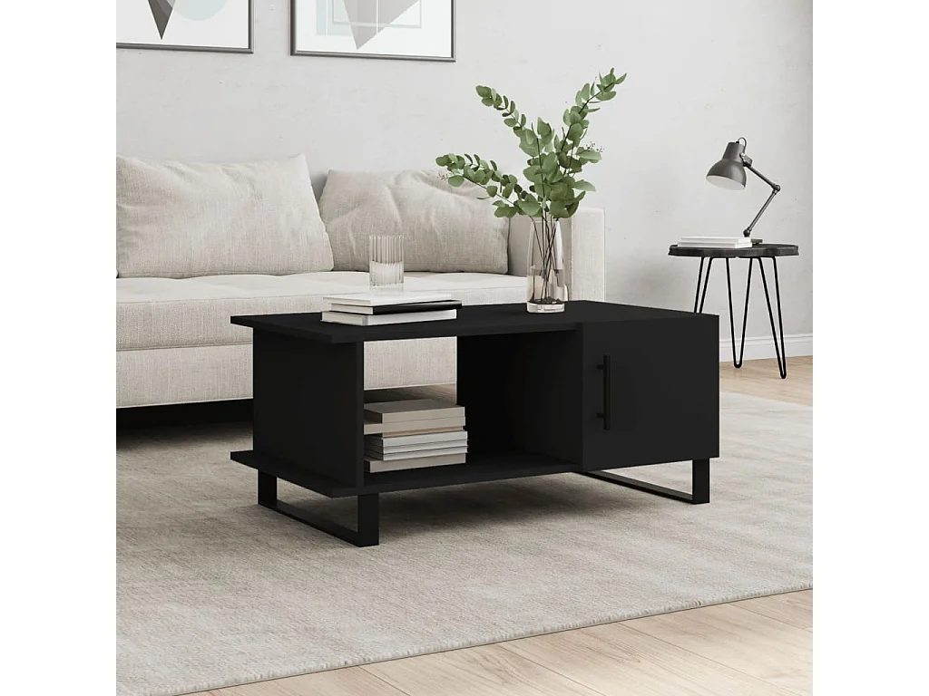 Table basse noir 90x50x40 cm bois d'ingénierie