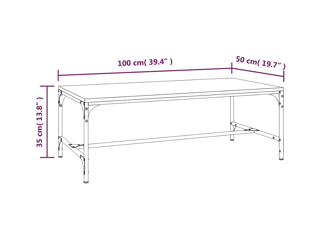 Table basse Noir 100x50x35 cm Bois d'ingénierie