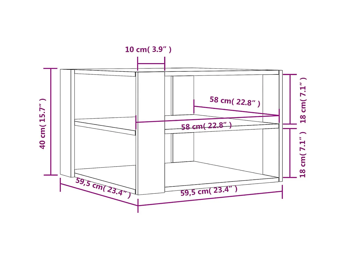 Table basse gris béton 59,5x59,5x40 cm bois d'ingénierie