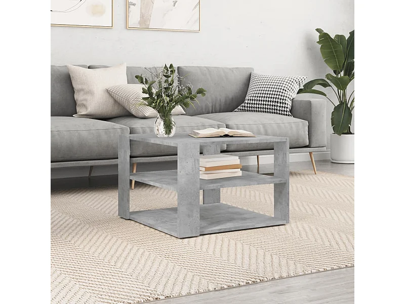 Table basse gris béton 59,5x59,5x40 cm bois d'ingénierie