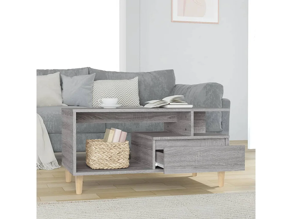 Table basse Sonoma gris 90x49x45 cm Bois d'ingénierie