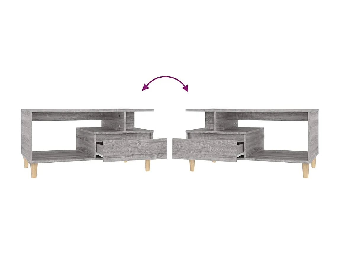 Table basse Sonoma gris 90x49x45 cm Bois d'ingénierie