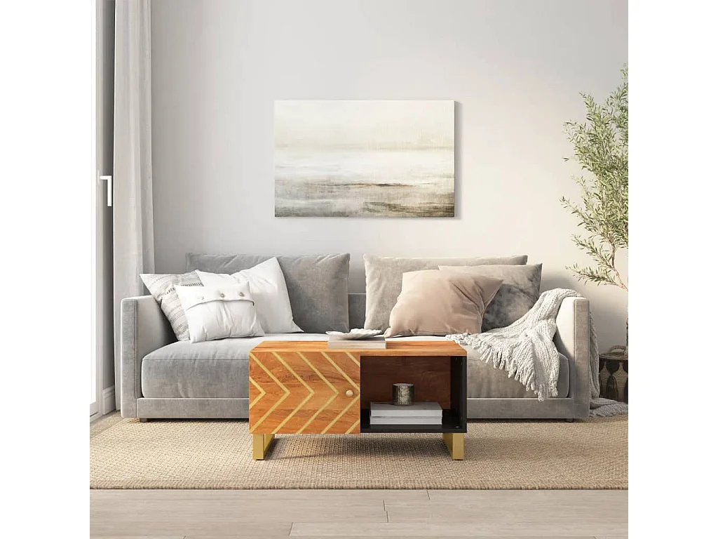 Salontafel 80x50x40 cm massief mangohout bruin en zwart