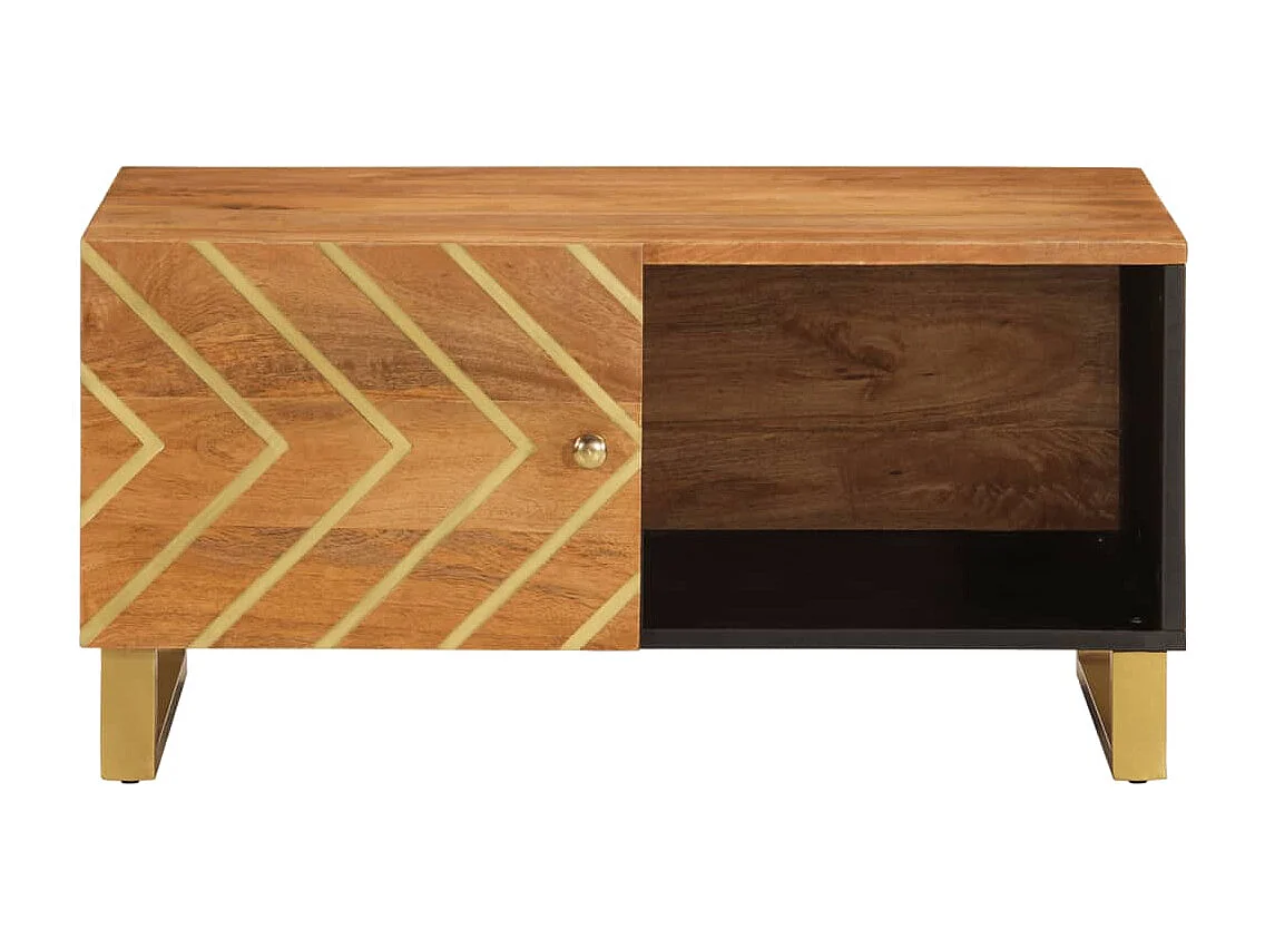 Salontafel 80x50x40 cm massief mangohout bruin en zwart