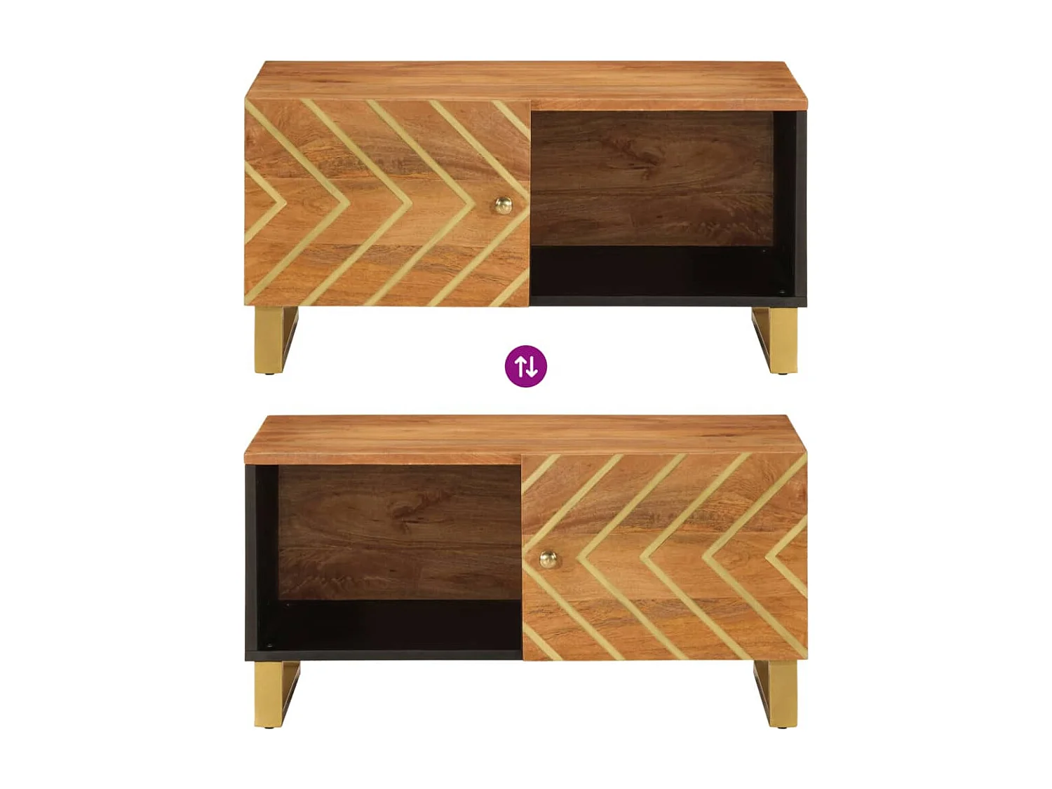 Salontafel 80x50x40 cm massief mangohout bruin en zwart