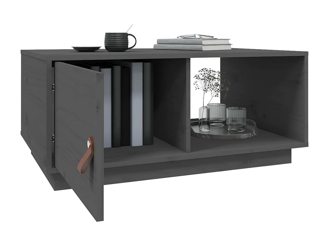 Table basse Gris 80x50x35,5 cm Bois massif de pin