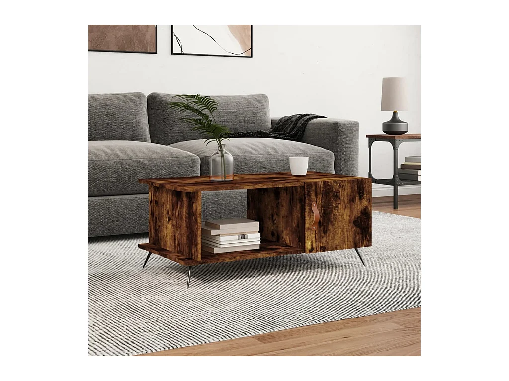 Salontafel 90x50x40 cm bewerkt hout gerookt eikenkleurig