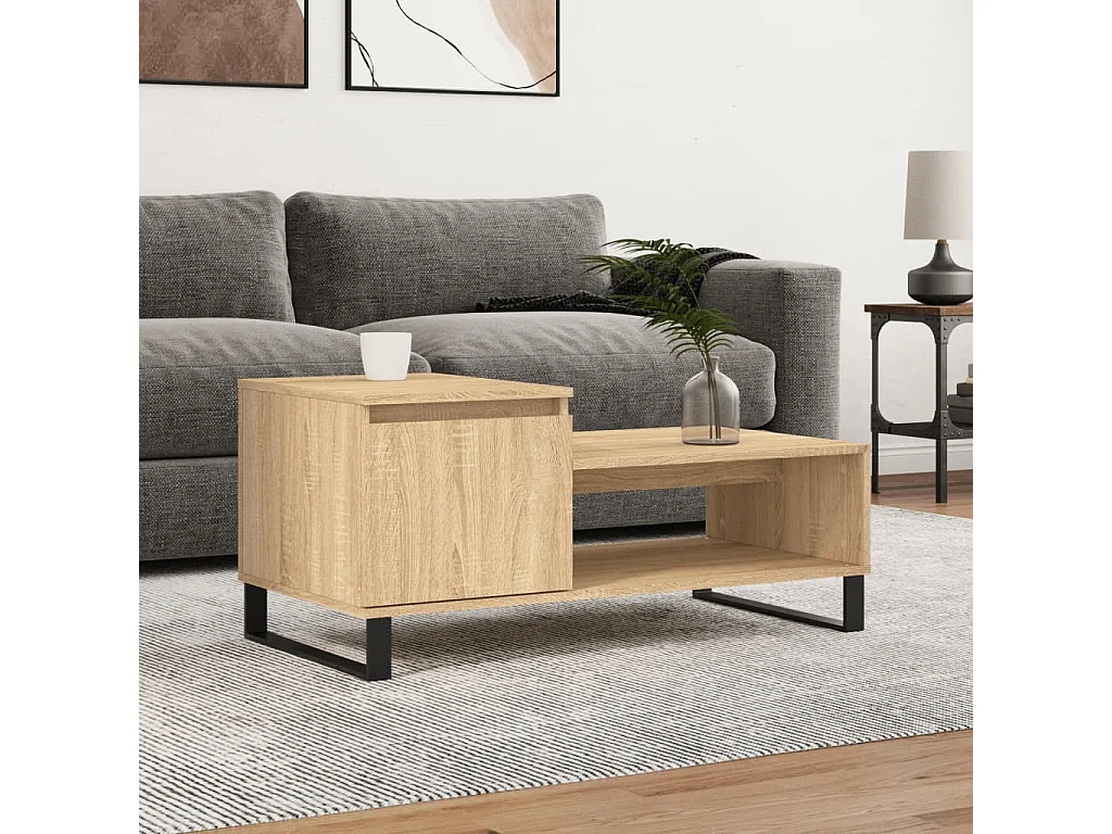 Mesa de centro madera contrachapada roble Sonoma 100x50x45 cm