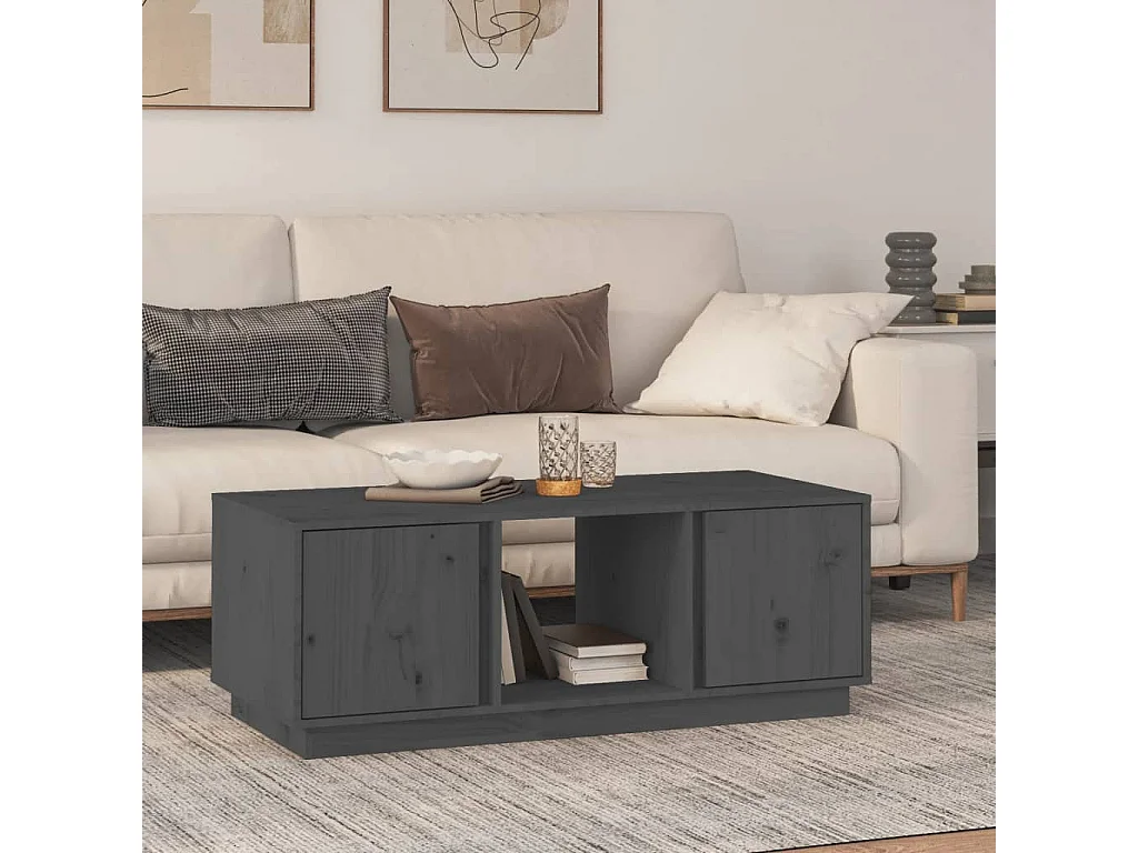 Salontafel 110x50x40 cm massief grenenhout grijs