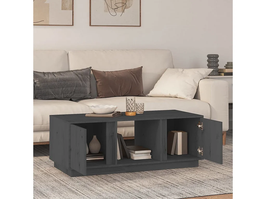 Salontafel 110x50x40 cm massief grenenhout grijs