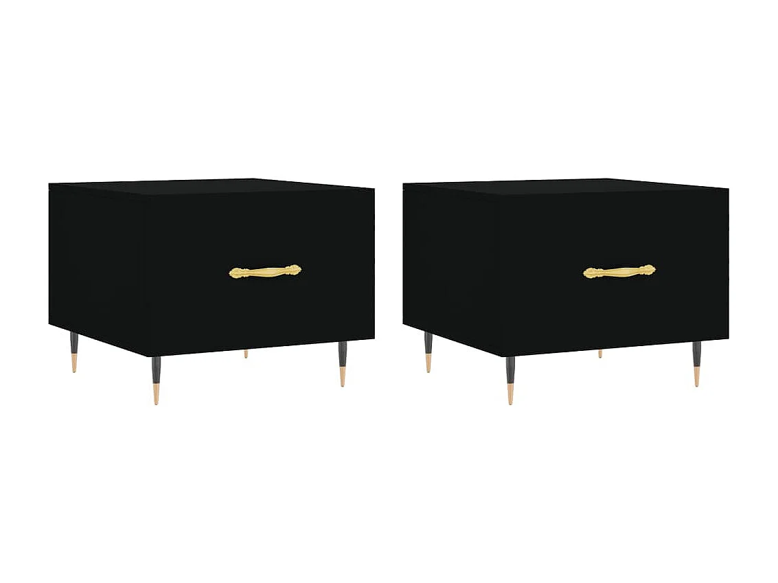 Tables basses 2 pièces noir 50x50x40 cm bois d'ingénierie