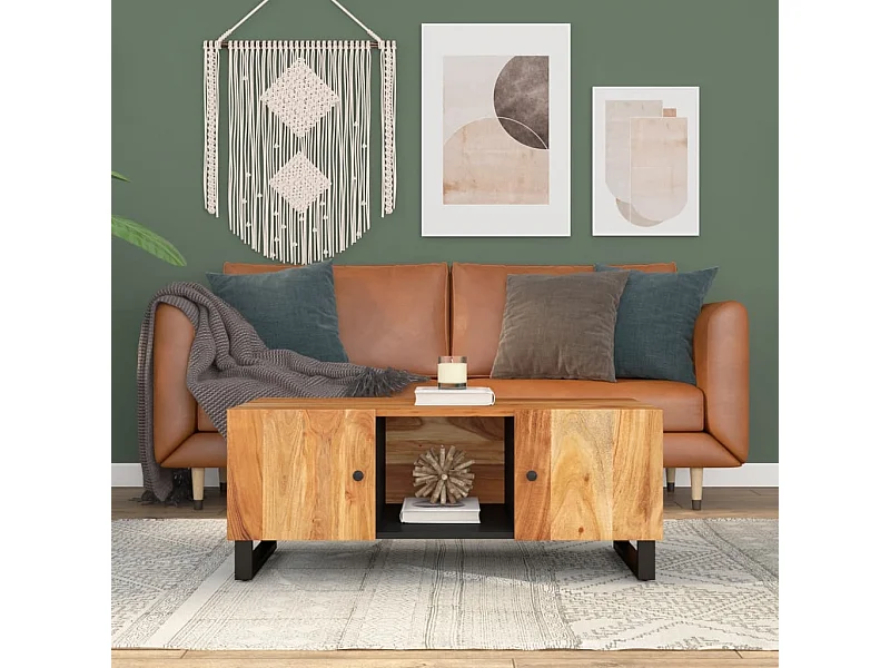 Table basse 100x54x40 cm bois d'acacia solide et d'ingénierie