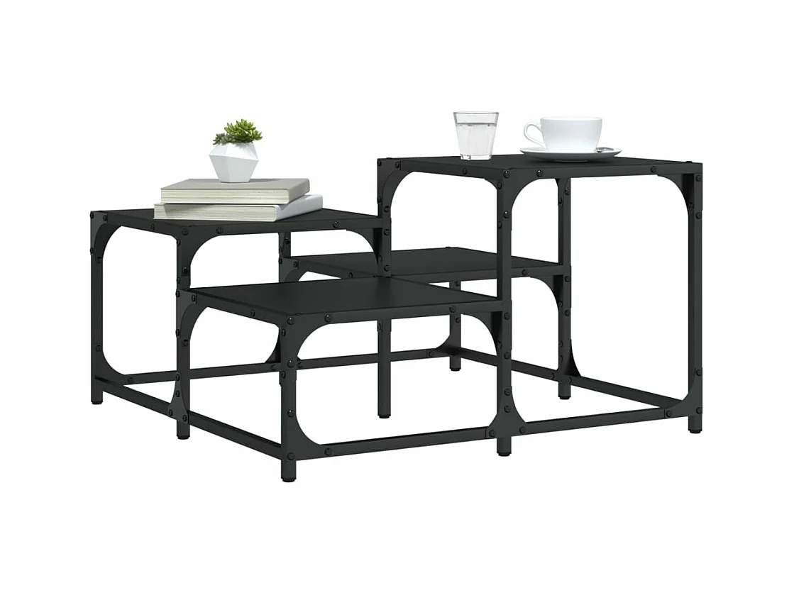 Table basse noir 68x68x40 cm bois d'ingénierie