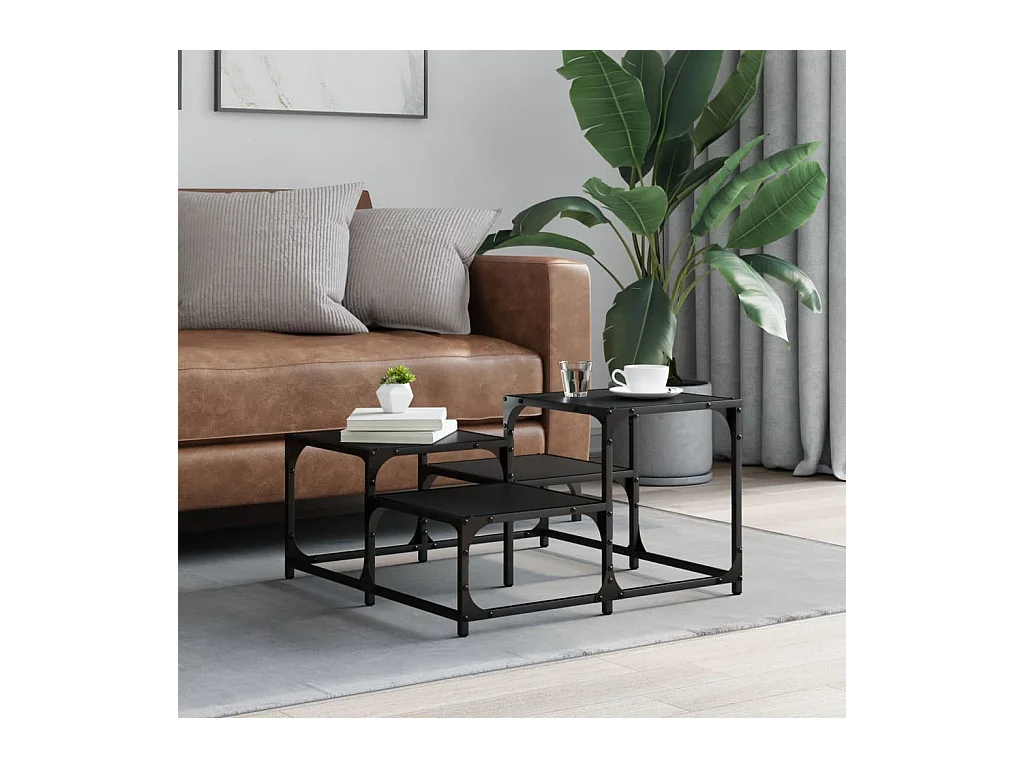 Table basse noir 68x68x40 cm bois d'ingénierie