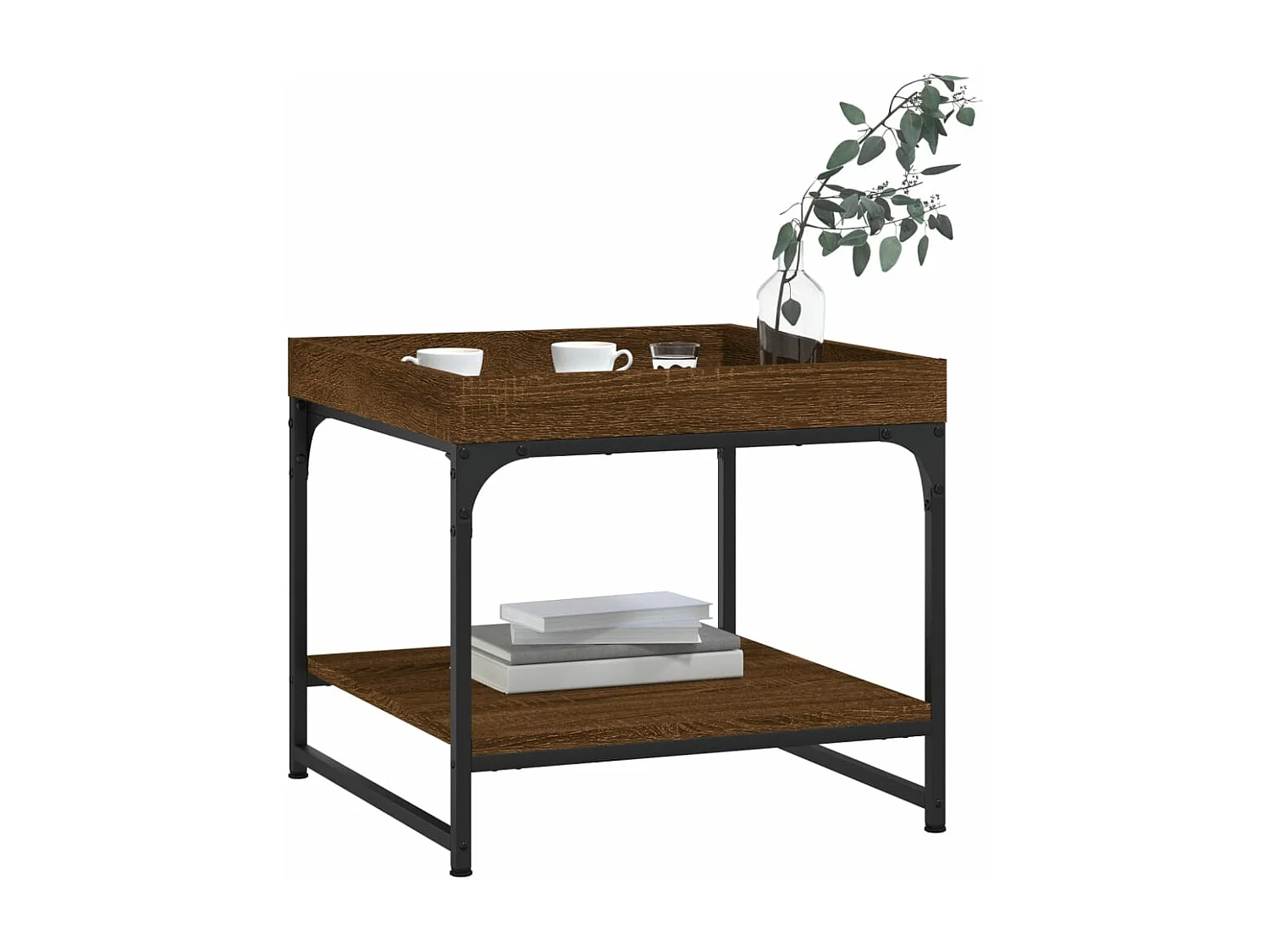 Mesa de centro madera ingeniería roble marrón 49,5x49,5x45 cm