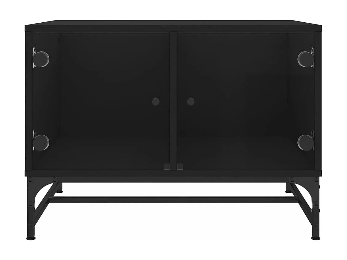 Table basse avec portes en verre noir 68,5x50x50 cm