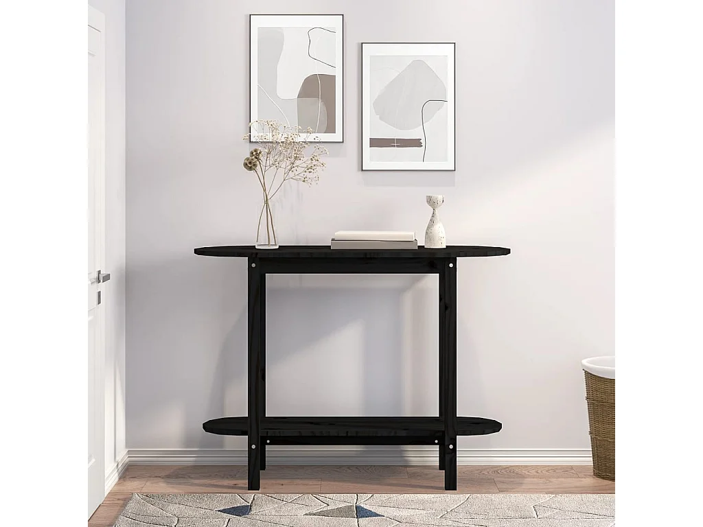 Table console Noir 110x40x80 cm Bois massif de pin