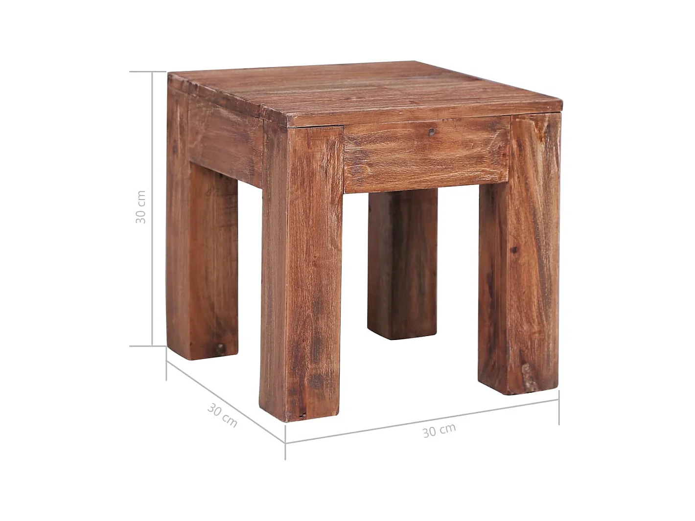 Mesa de centro de madera maciza reciclada 30x30x30 cm
