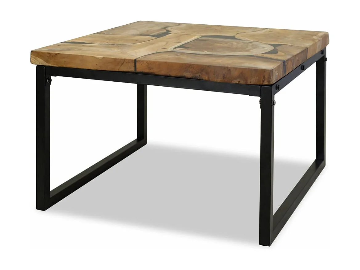 Mesa de centro de teca y resina 60x60x40 cm