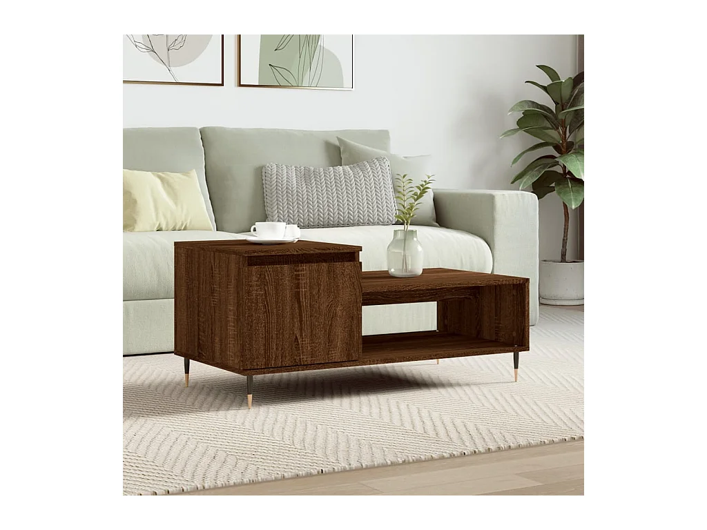 Table basse Chêne marron 100x50x45 cm Bois d'ingénierie