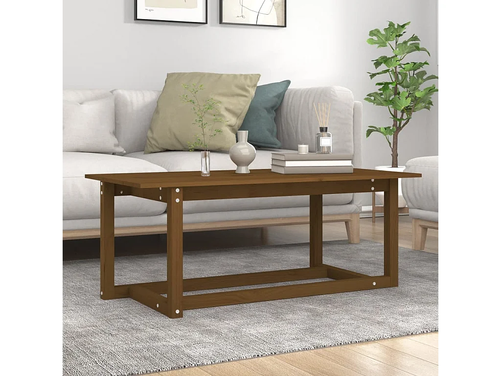 Table basse Marron miel 110x55x45 cm Bois massif de pin