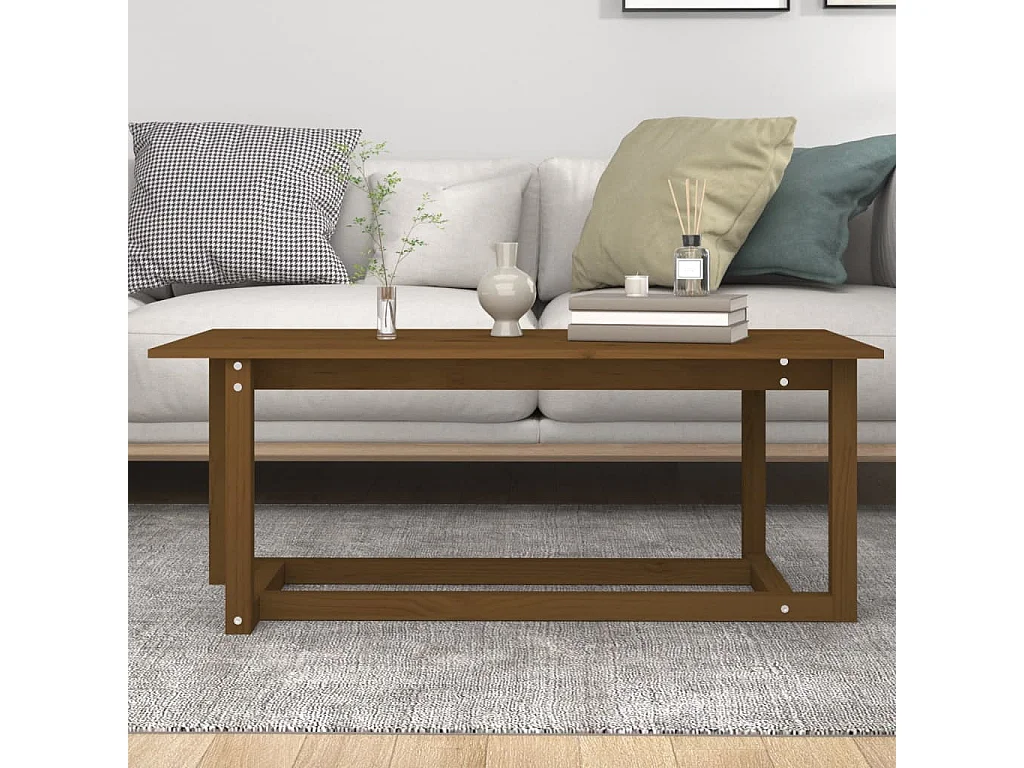 Table basse Marron miel 110x55x45 cm Bois massif de pin