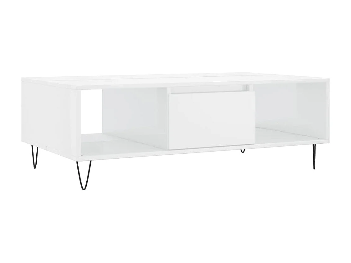 Table basse blanc brillant 104x60x35 cm bois d'ingénierie