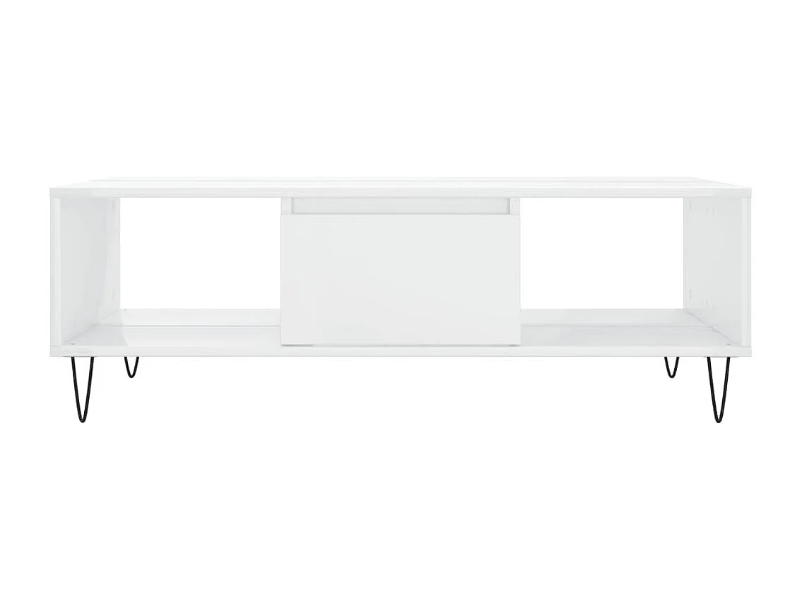Table basse blanc brillant 104x60x35 cm bois d'ingénierie