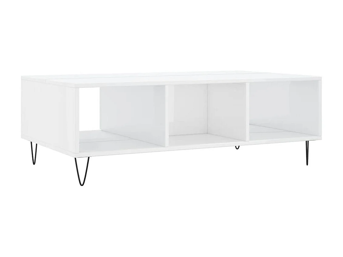 Table basse blanc brillant 104x60x35 cm bois d'ingénierie