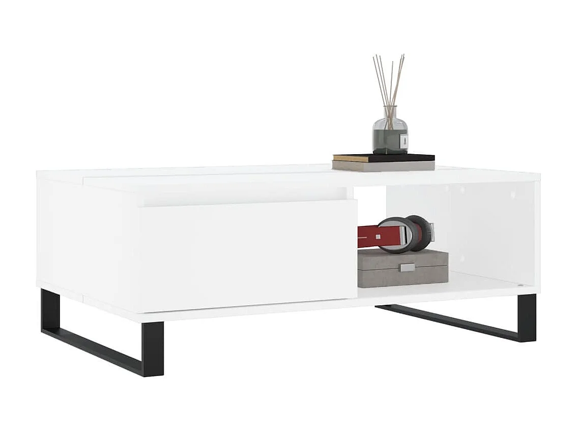 Table basse blanc 90x60x35 cm bois d'ingénierie