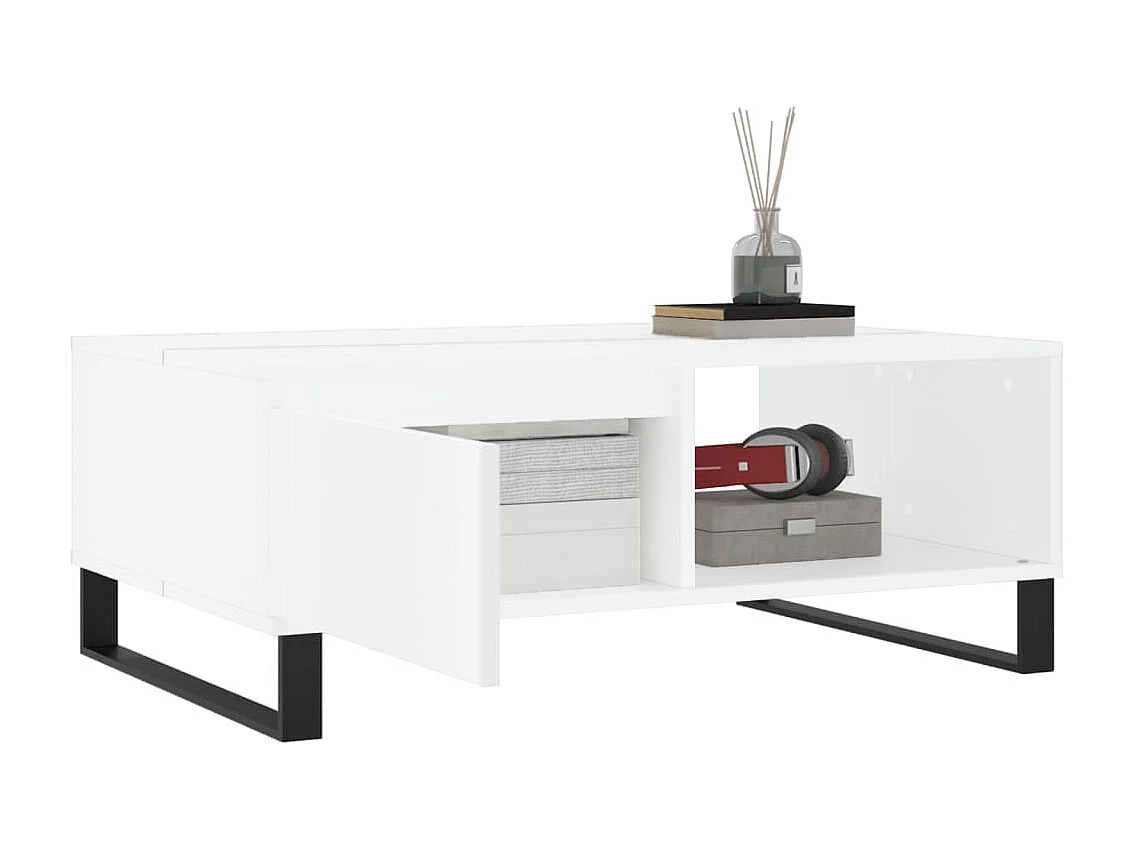 Table basse blanc 90x60x35 cm bois d'ingénierie