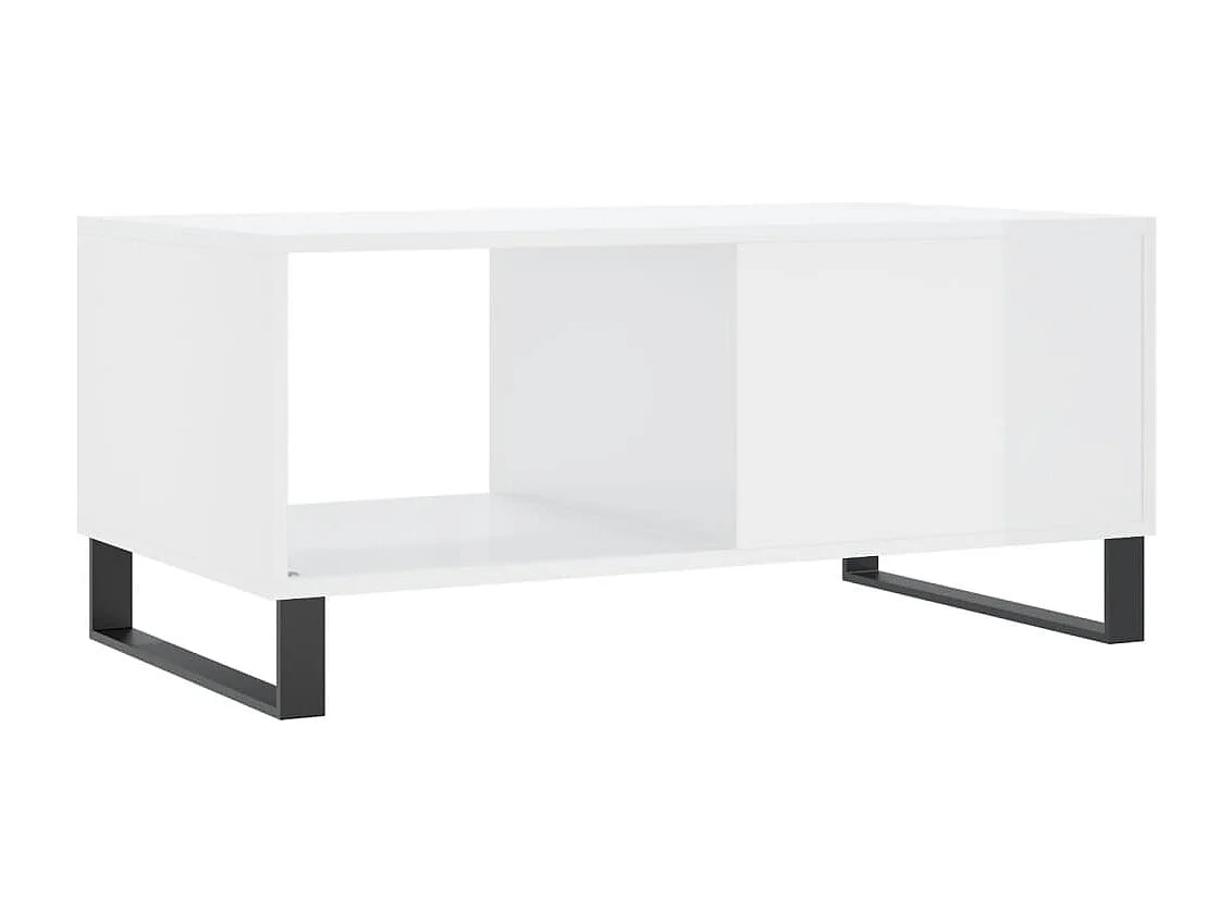 Table basse Blanc brillant 90x50x40 cm Bois d'ingénierie