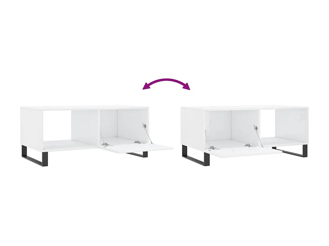 Table basse Blanc brillant 90x50x40 cm Bois d'ingénierie